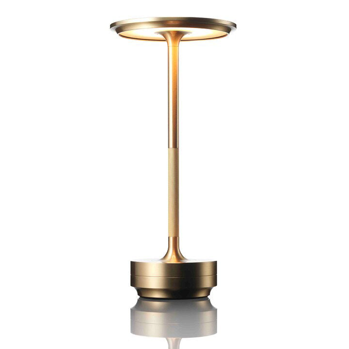 Contemporary Gold Disc Lamp