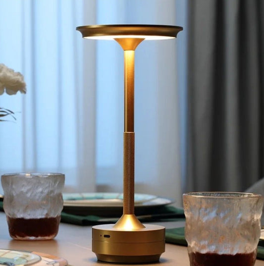 Contemporary Gold Disc Lamp